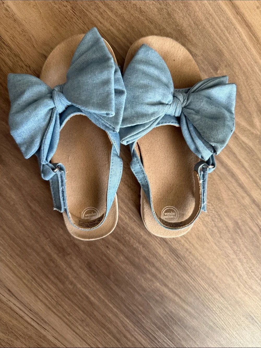 wonder nation Light Blue Bow Sandals for Kids